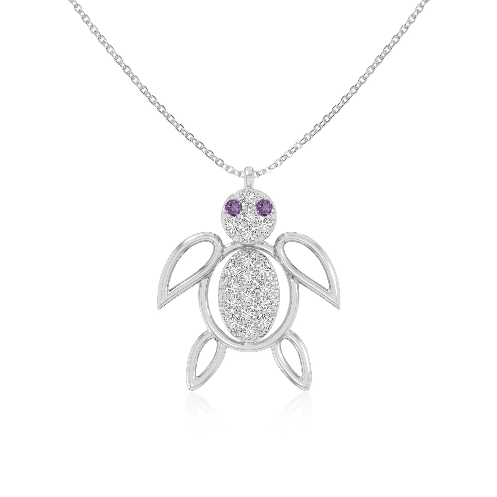 natural amethyst turtle necklaces in sterling silver 
