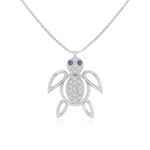 natural amethyst turtle necklaces in sterling silver 
