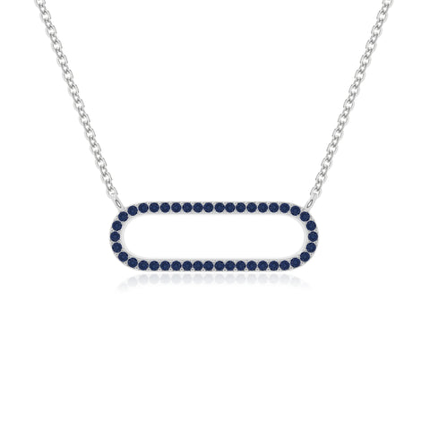 natural blue-sapphire oval paperclip necklaces in sterling silver 