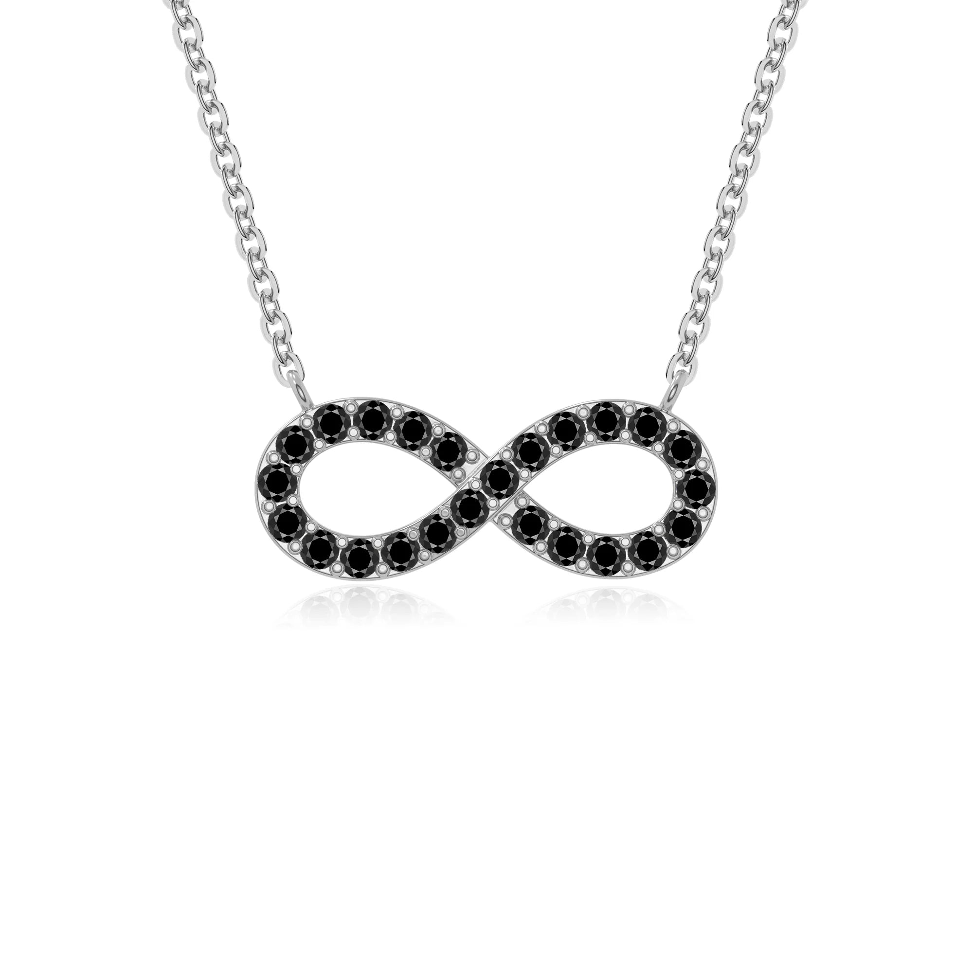 natural black onyx infinity necklaces in sterling silver 