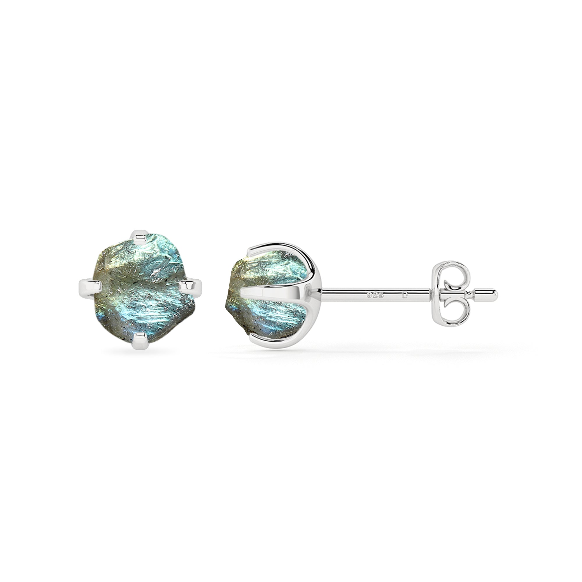 natural labradorite rough shape stud earrings