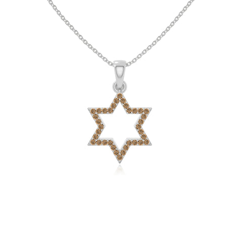 natural citrine star of david necklaces in sterling silver 