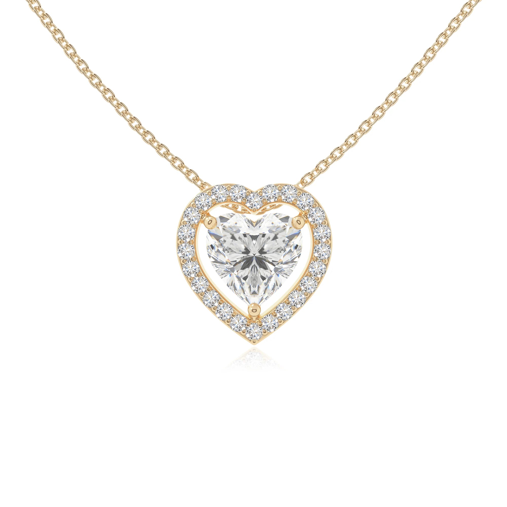 moissanite solitaire halo necklaces in yellow gold vermeil 