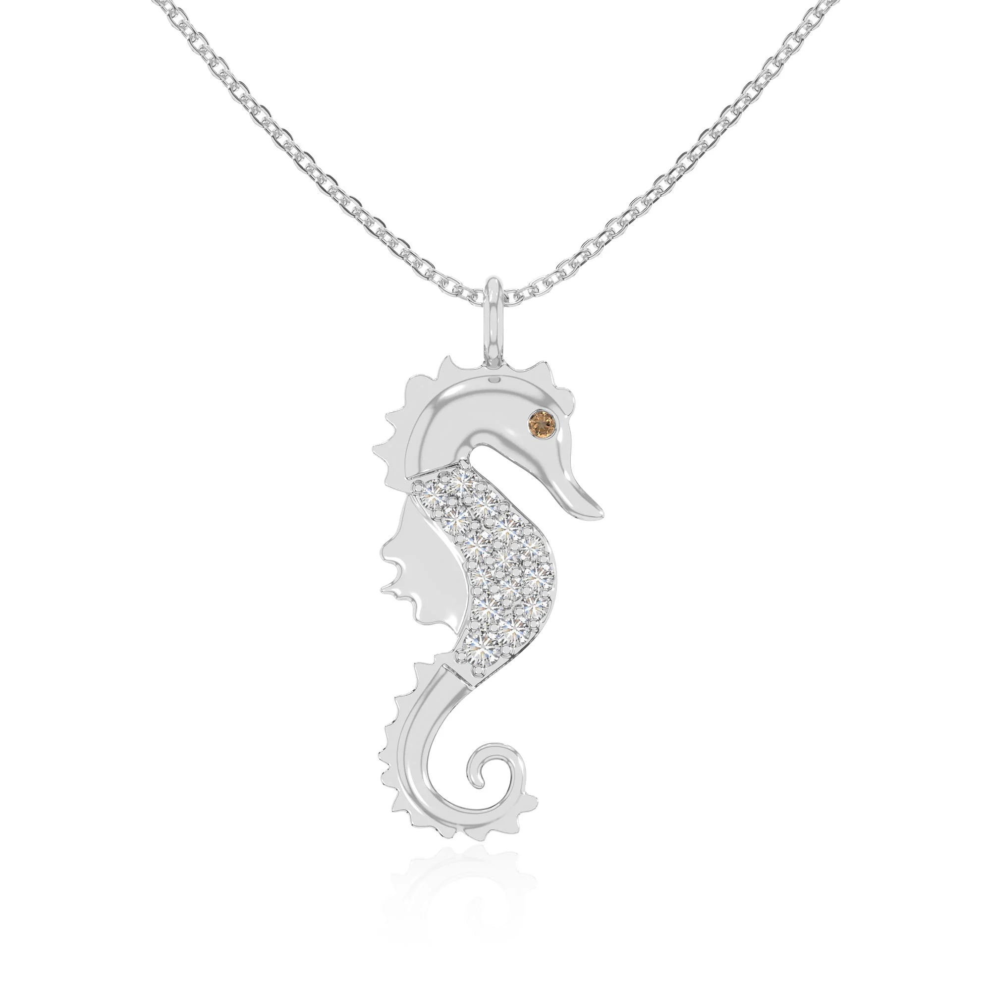 natural citrine sea horse necklaces in sterling silver 