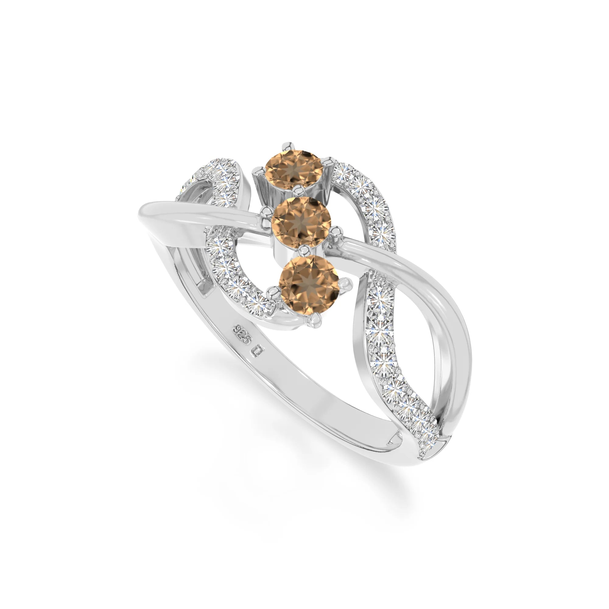 natural citrine infinity promise rings in sterling silver 