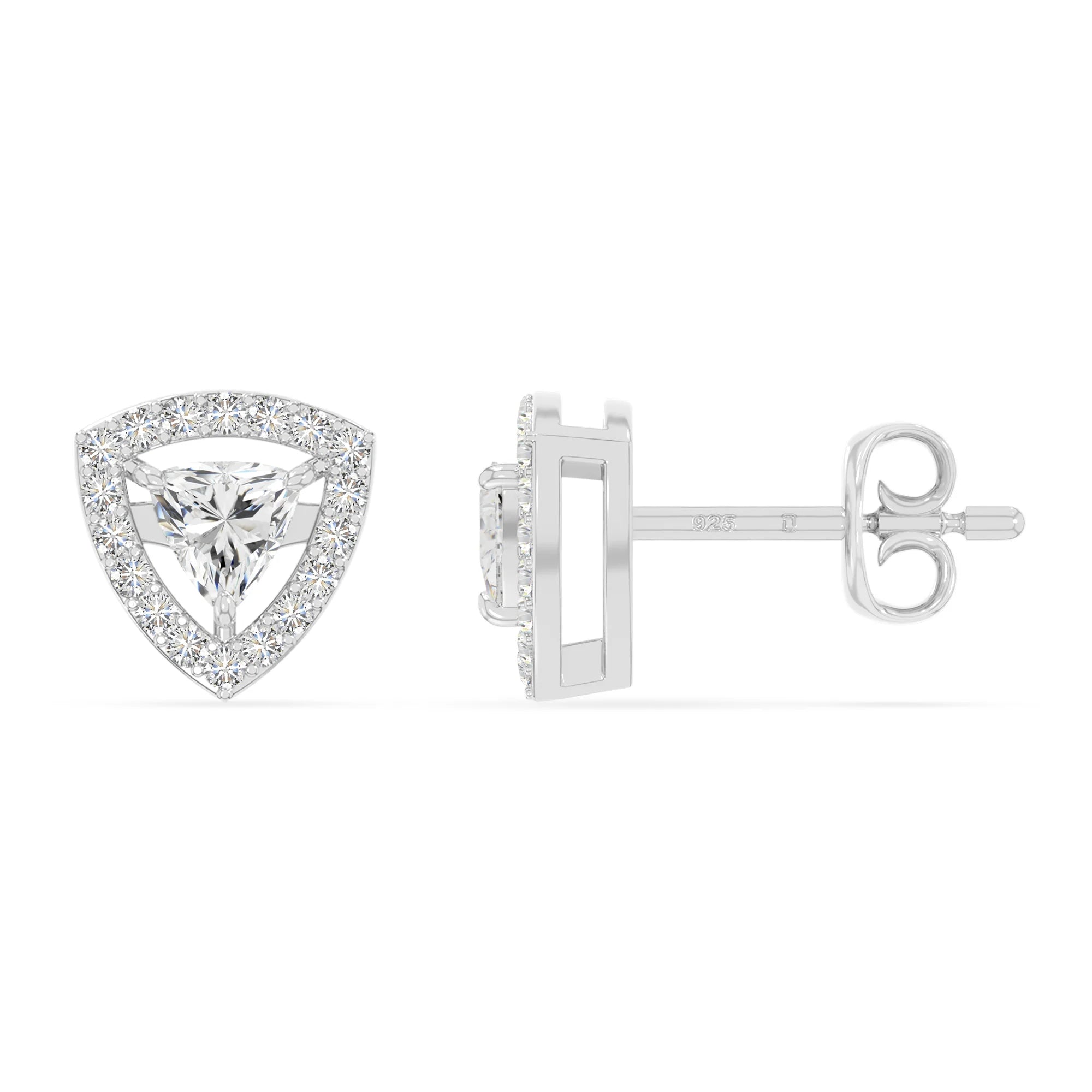 moissanite halo stud earrings in sterling silver 
