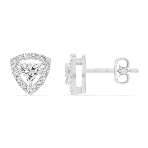 moissanite halo stud earrings in sterling silver 