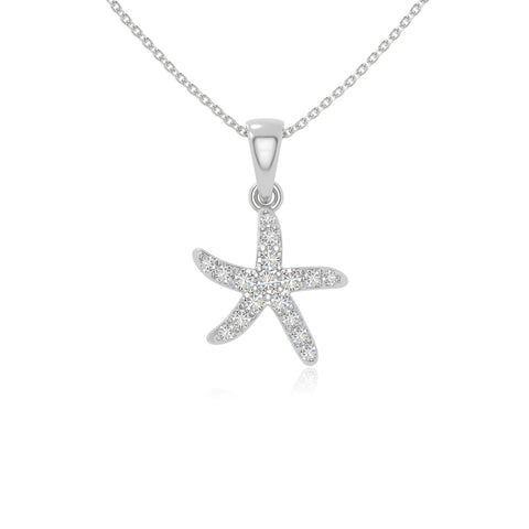 moissanite starfish necklaces in sterling silver 