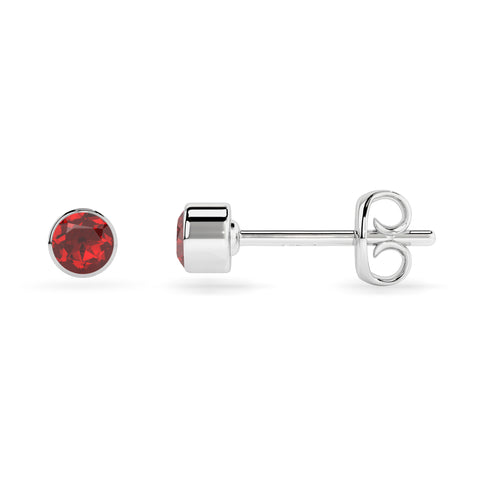 natural red garnet round shape stud earrings