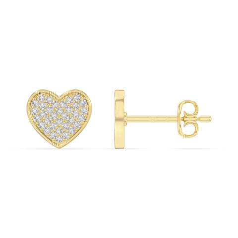 moissanite heart stud earrings in yellow gold vermeil 