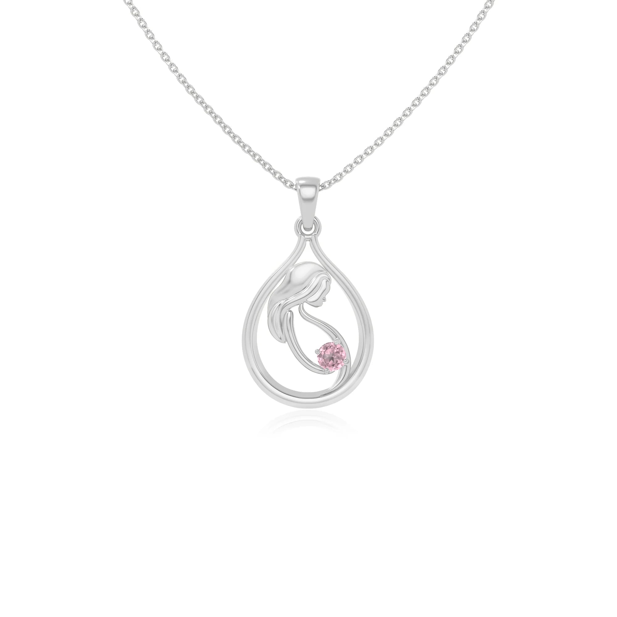 natural pink-tourmaline mom to be necklaces in sterling silver 