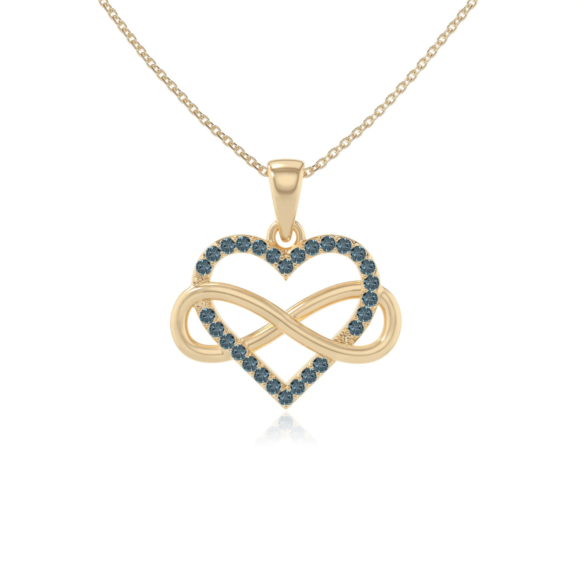 natural london-blue-topaz infinity heart necklaces in yellow gold vermeil 