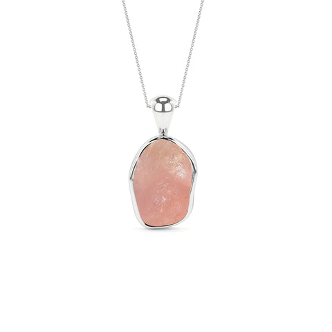 Natural Rose Quartz Rough Shape Pendant Necklace