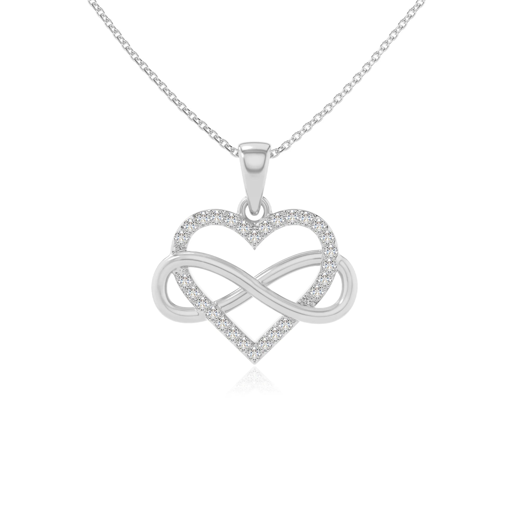 moissanite infinity heart necklaces in sterling silver 