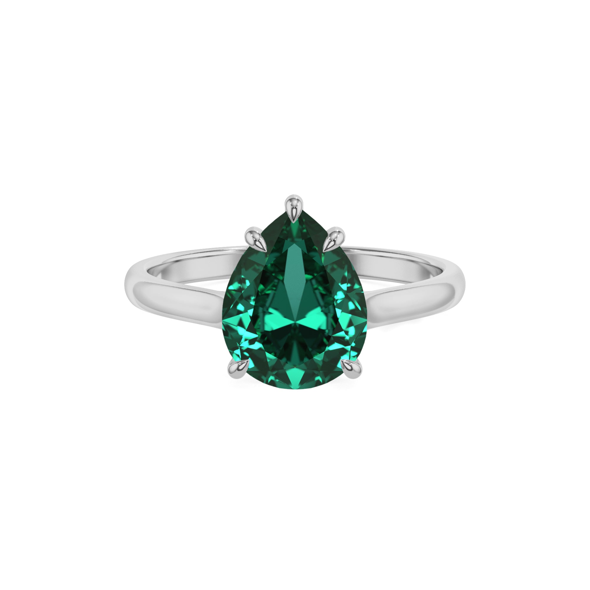 lab grown emerald pear solitaire engagement ring