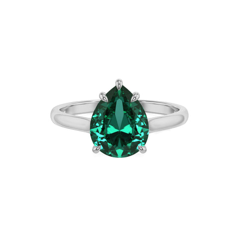 lab grown emerald pear solitaire engagement ring