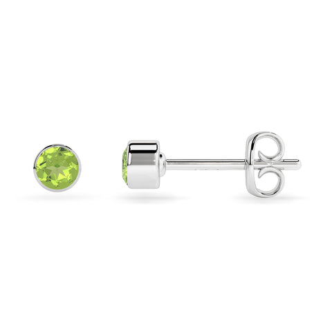 natural peridot round shape stud earrings