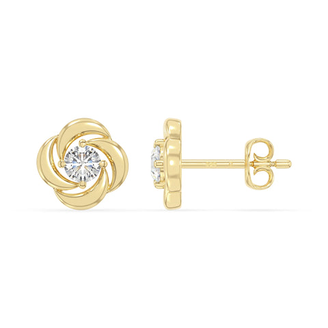 moissanite flower stud earrings in yellow gold vermeil 