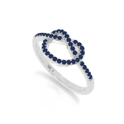 natural blue sapphire infinity knot promise rings in sterling silver 