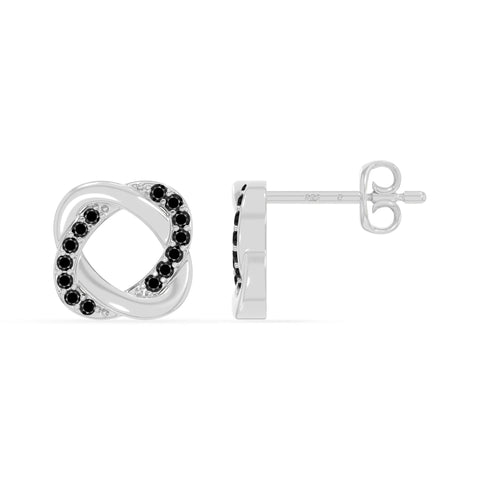 natural black-onyx knot-love stud earrings in sterling silver 