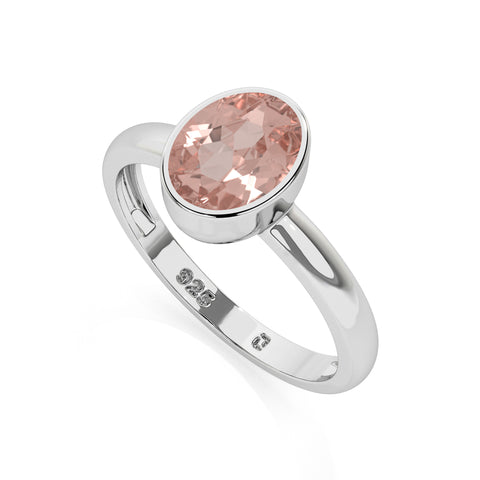 morganite oval cut stackable bezel-set ring