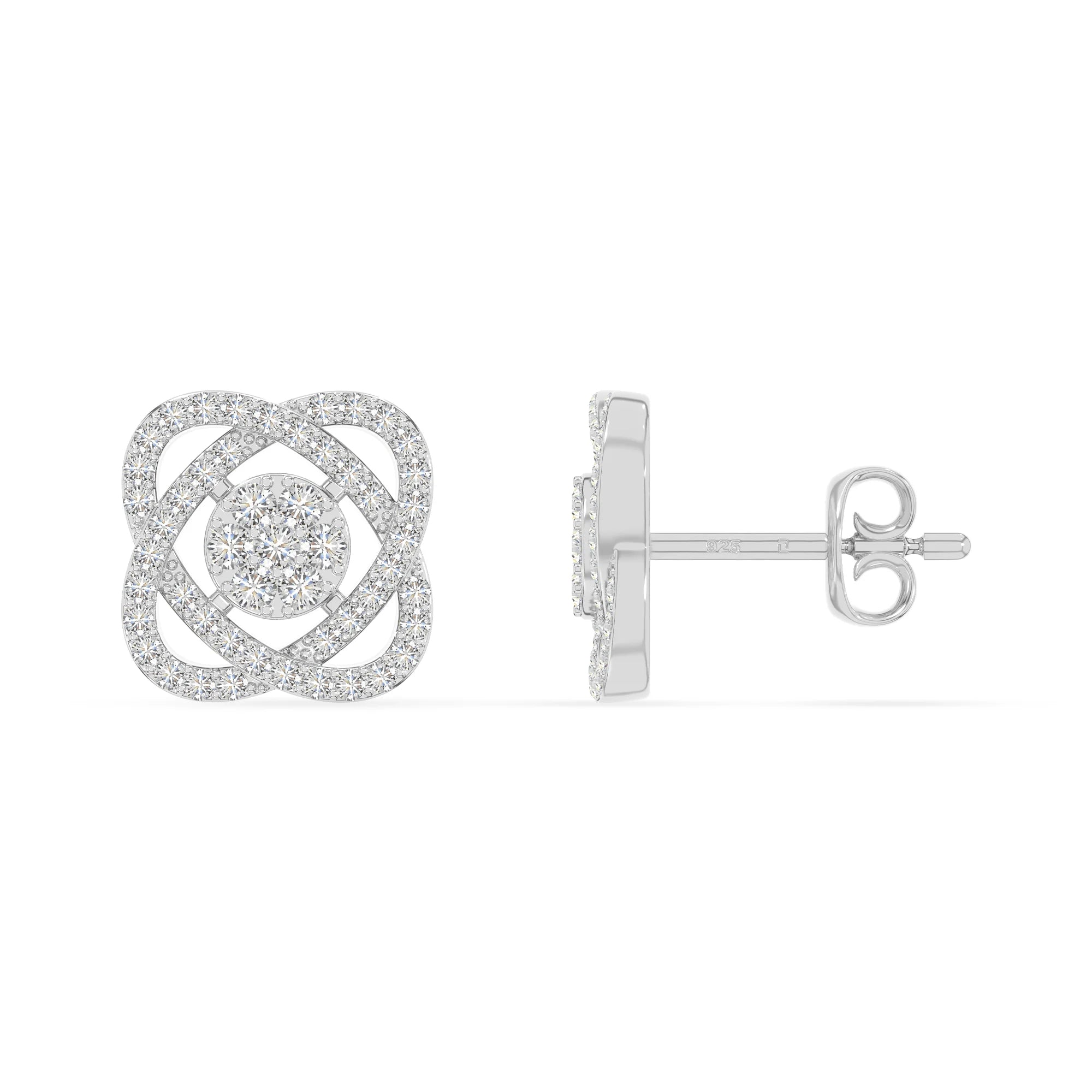 moissanite inner power stud earrings in sterling silver 