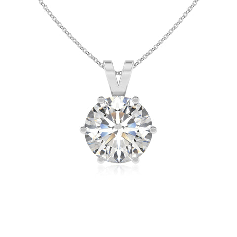 lab grown moissanite round shape solitaire v-bale pendant necklace