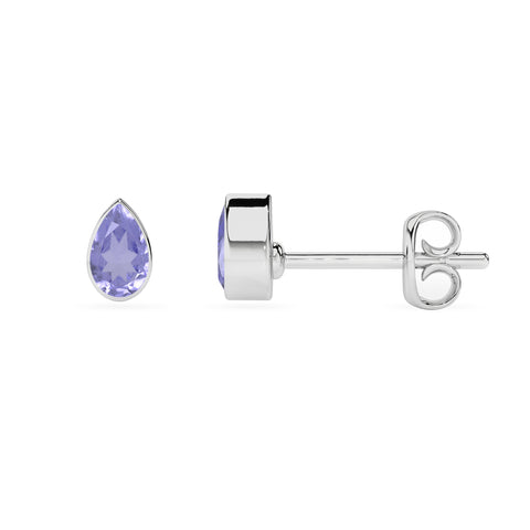 natural tanzanite pear shape stud earrings