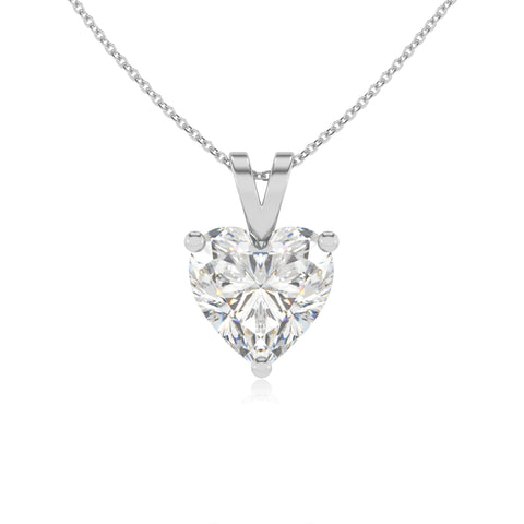 lab grown moissanite heart shape solitaire v-bale pendant necklace