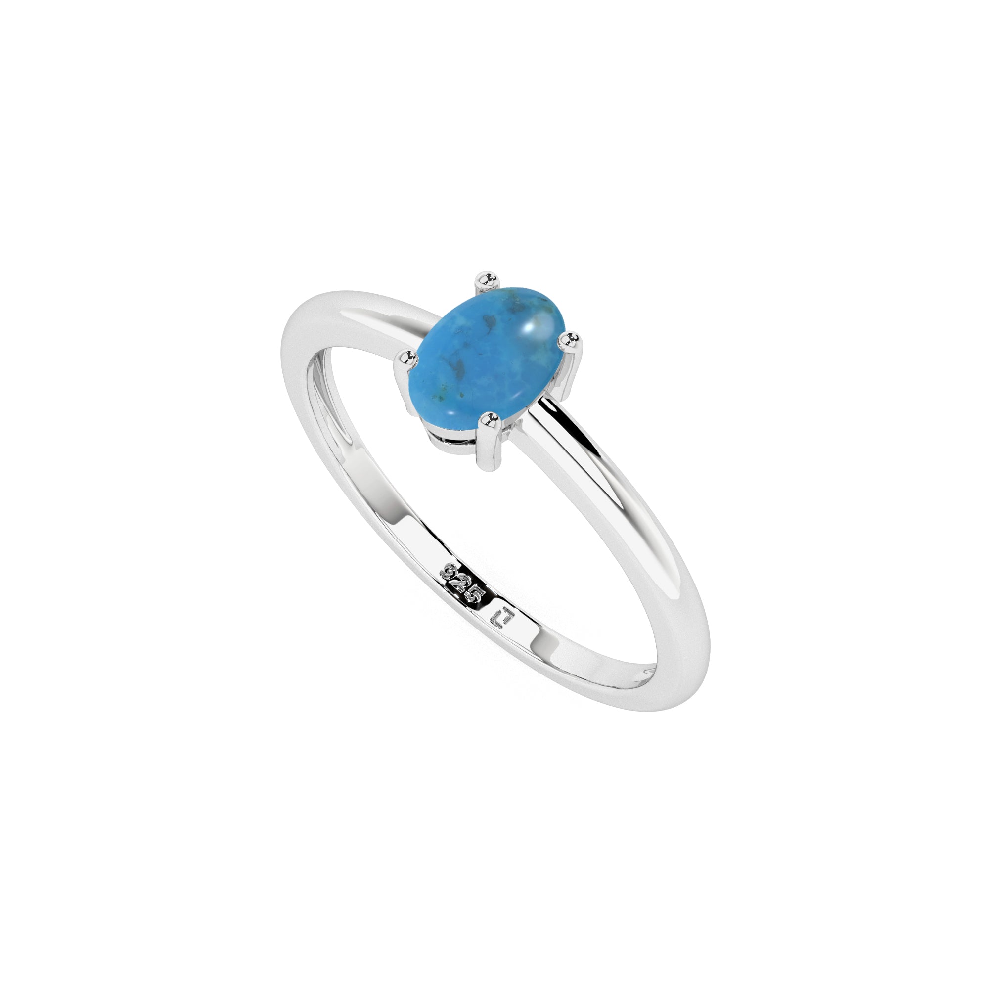 turquoise oval cab stackable prong-set ring