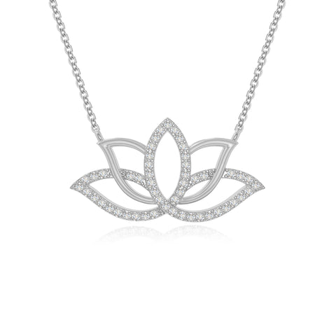 moissanite lotus flower necklaces in sterling silver 