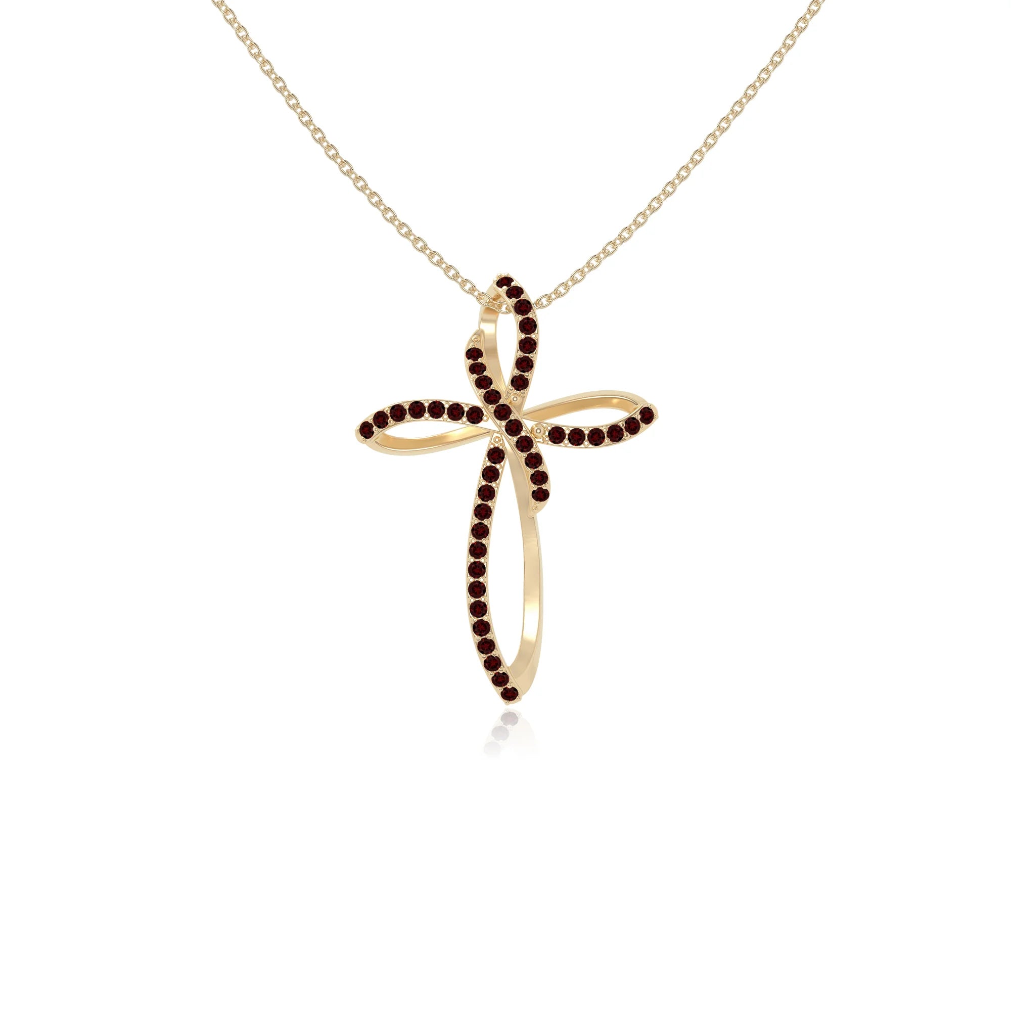 natural garnet infinity cross necklaces in yellow gold vermeil 