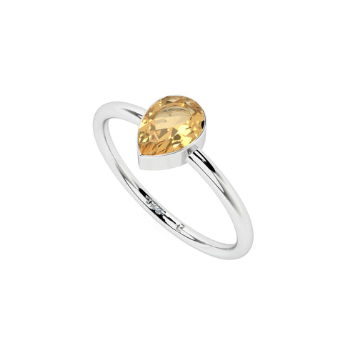 citrine pear cut stackable bezel-set ring