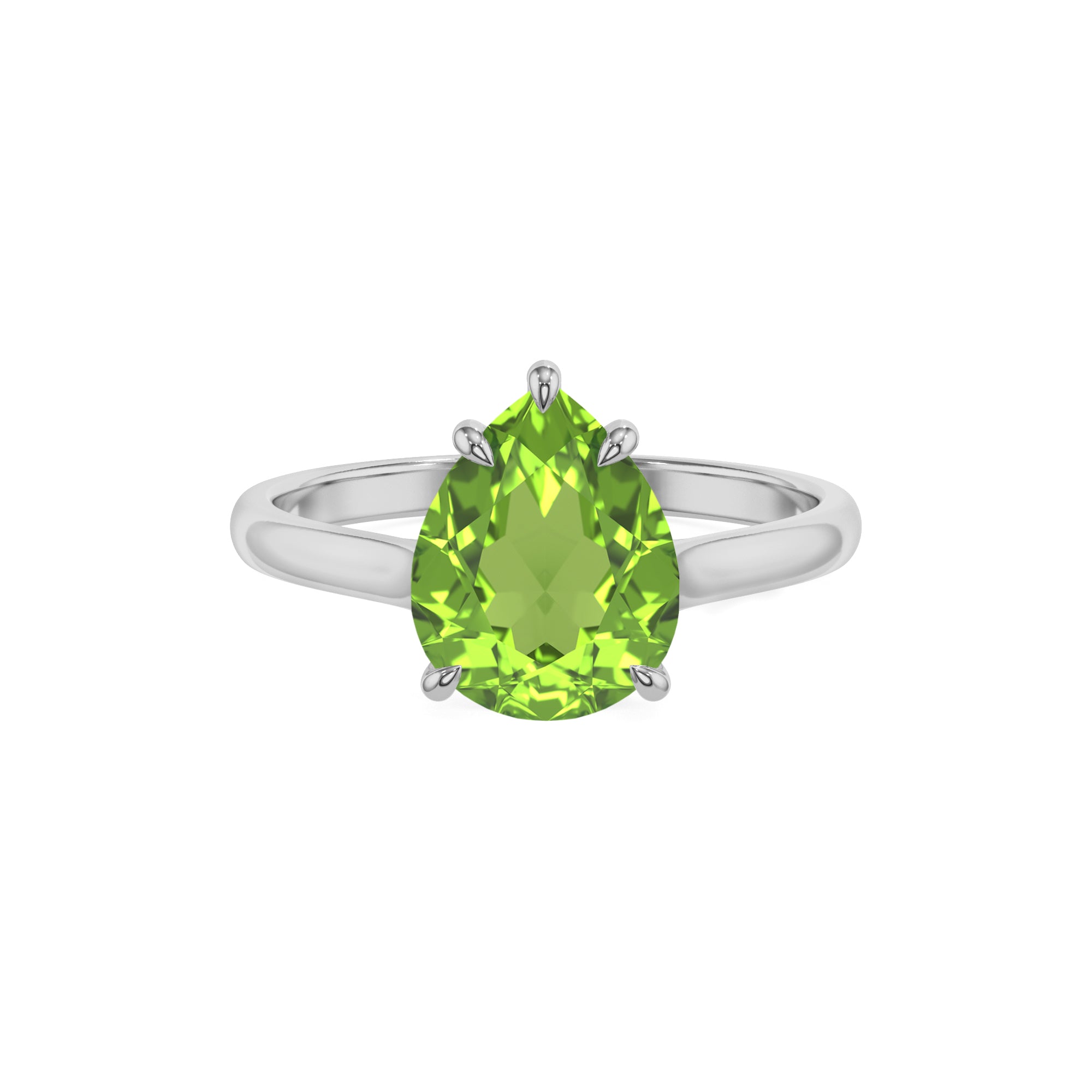 natural peridot pear solitaire engagement ring