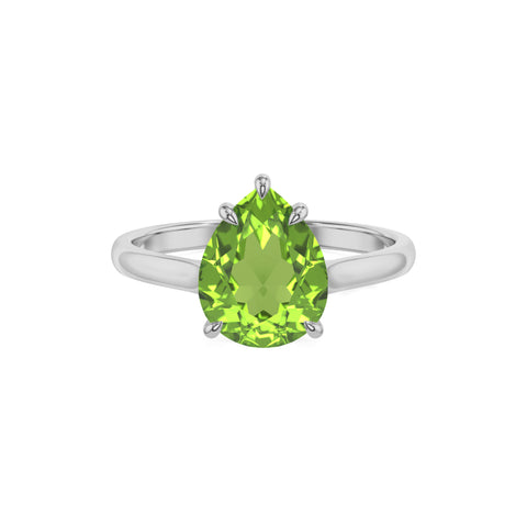 natural peridot pear solitaire engagement ring