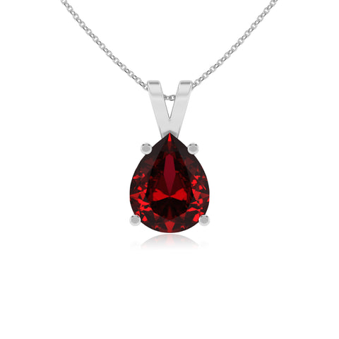 lab grown ruby pear shape solitaire v-bale pendant necklace