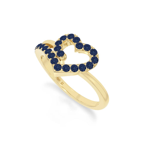 natural blue sapphire heart promise rings in yellow gold vermeil