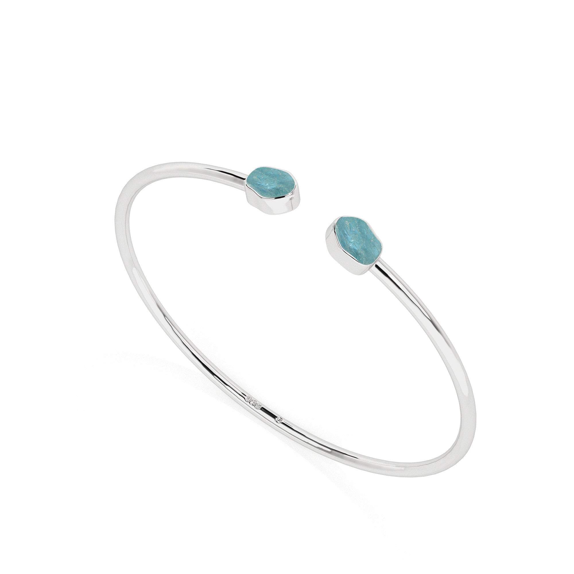 natural aquamarine rough shape twister bracelet