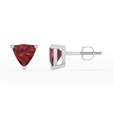 lab grown ruby trillion stud earrings 