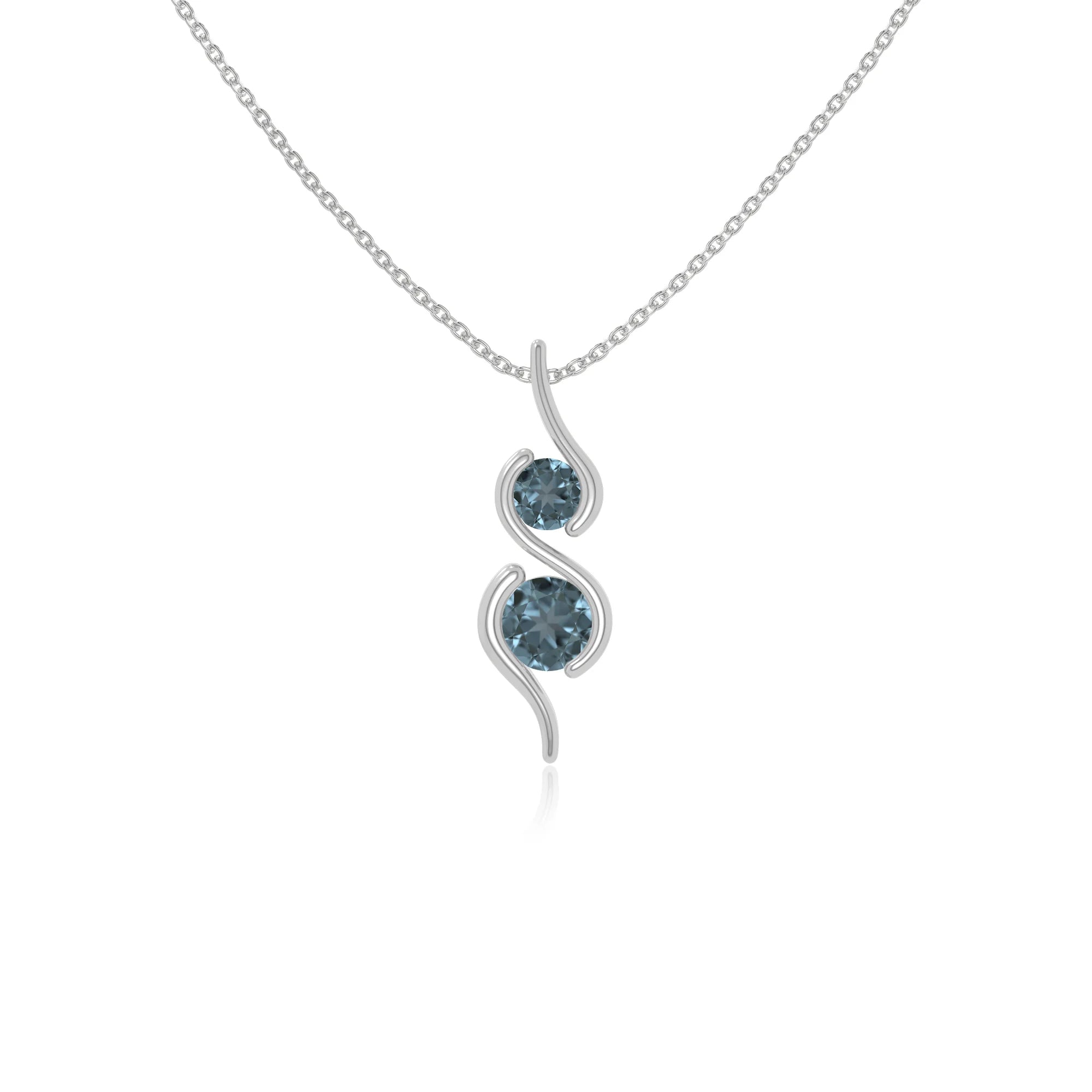 natural london-blue-topaz 2 stone infinity necklaces in sterling silver 