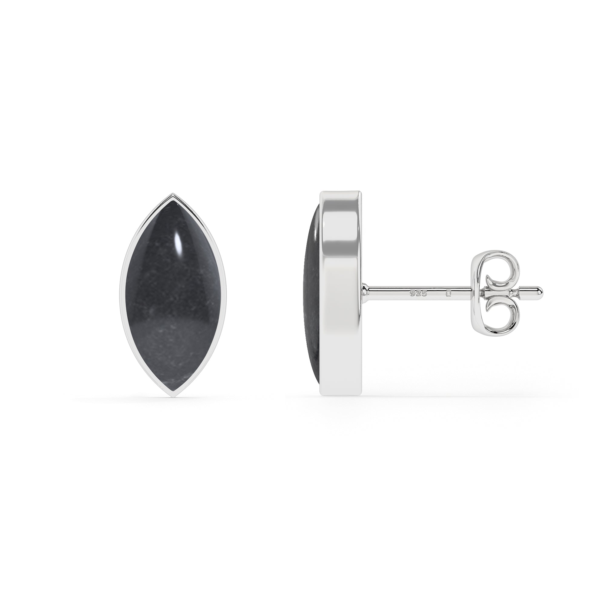 natural shungite marquise shape stud earrings