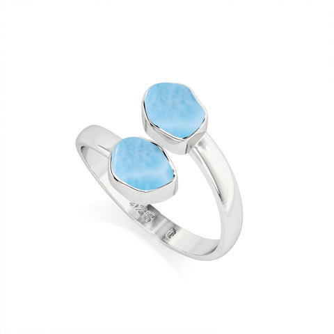 larimar rough shape stackable bezel-set ring