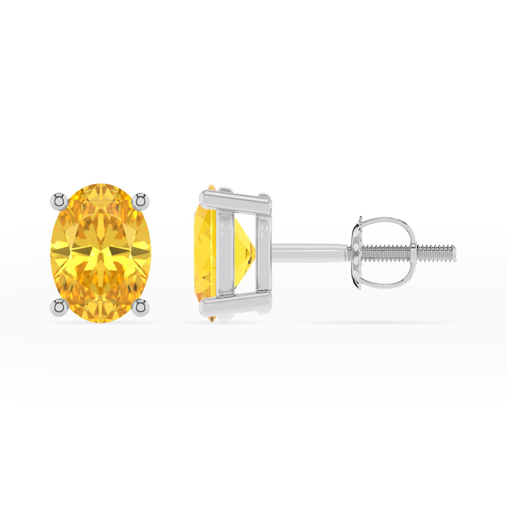 lab grown yellow sapphire oval stud earrings 