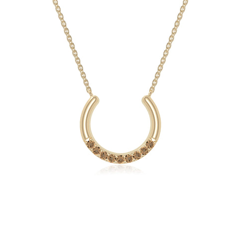 natural citrine horse shoe necklaces in yellow gold vermeil 