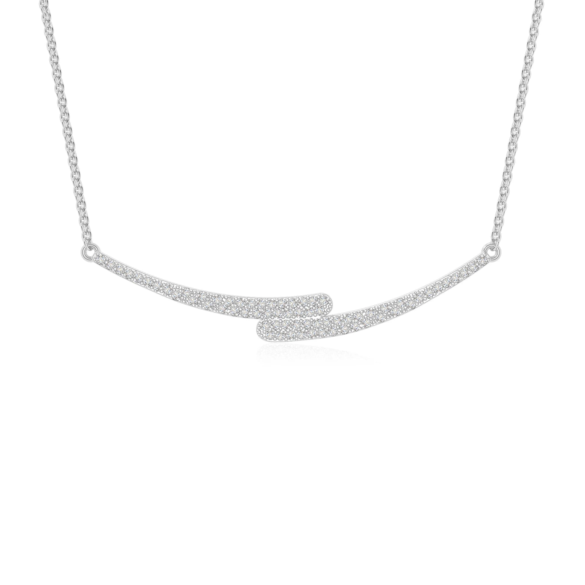 moissanite bypass curved bar necklaces in sterling silver 