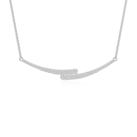 moissanite bypass curved bar necklaces in sterling silver 