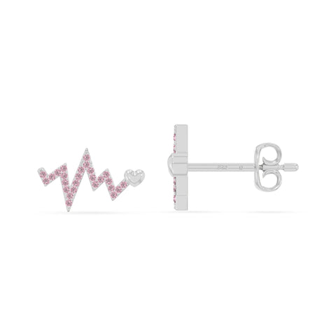 natural pink-tourmaline heartbeat stud earrings in sterling silver 