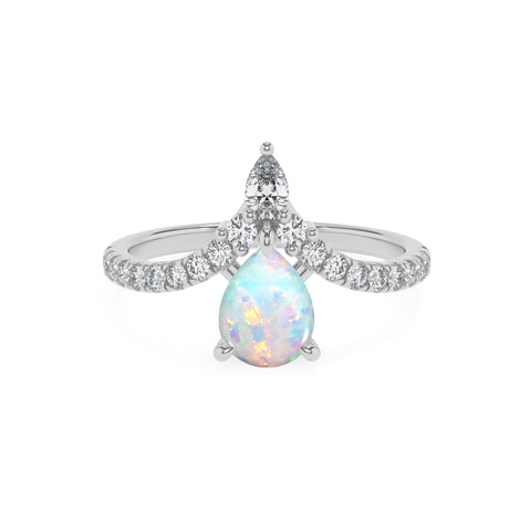 lab grown opal pear solitaire engagement ring