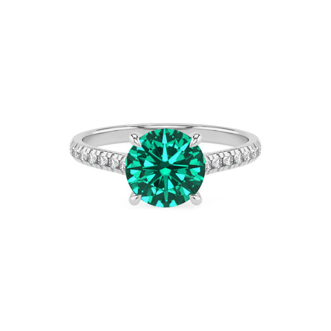 lab-grown emerald round half eterity solitaire engagement ring