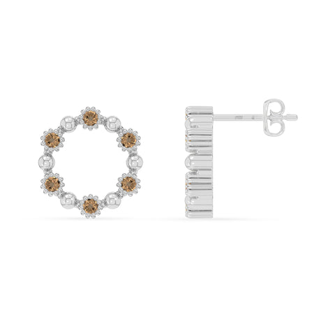 natural citrine circle-of-life stud earrings in sterling silver 